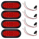 Astra Depot 4X RED Oval 24-LED Driving Stop Brake Tail Light w/Wiring Plug Truck RV Trailer