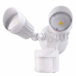 LEONLITE 2 Head LED Outdoor Security Floodlight Motion Sensor, Newly Designed 3 Lighting Modes, ETL & DLC Listed, 1800lm, Waterproof IP65 for Garage, Porch, 5-Year Warranty, 3000K Warm White, White
