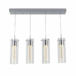 Artika OME59 4-Pendant Dimmable Light Fixture with Integrated Led and Premium Bubble Glass, Chrome Plated