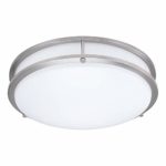 15-Inch Double Ring Dimmable LED Flush Mount Ceiling Light, 22W (100W Equivalent) 1800lm 2700K Warm White Brushed Nickel Finish with Plastic Shade Water Resistant ETL Listed Commercial or Residential