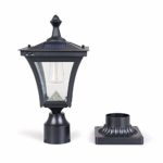 KMC LIGHTING ST4212Q Solar Post Light 7.48X7.48X16.46 inches, 2pcs Filament LED with Die-Casting Aluminum 3-inch Fitter Base for Outdoor Garden Post Pole Mount