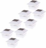 GreenLighting 8 Pack Solar Power Square Outdoor Post Cap Lights for 4×4 PVC Posts (White)