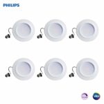 Philips LED myLiving Dimmable 5″/6″ Downlight Recessed Lighting Fixture: 650-Lumens, 2700-Kelvin, 11-Watt (65-Watt Equivalent), E26 Medium Screw Base, Soft White, 6-Pack