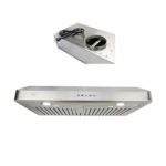 Awoco RH-C06-42 Classic 6″ High 1mm Thick Stainless Steel Under Cabinet 4 Speeds 900CFM Range Hood with 2 LED Lights, 6″ Round Top Vent – 42″ Width