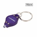 Pack of 50 Uv Mini LED Flashlight Torch Light Lamp Keychain Id Currency Passports Detector Gift (50PCS, Purple)
