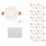 OSTWIN 3 inch 6W (30 Watt Repl.) IC Rated LED Recessed Low Profile Slim Round Panel Light with Junction Box, Dimmable, 5000K Daylight 420 Lm, 12 Pack No Can Needed ETL & Energy Star Listed