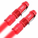 ROUP 2 Pack YP-100 Red Light LED Flashlight, Zoomable, Water Resistant, 3 Light Modes, Adjustable Focus Light for Camping, Hiking, Hunting, Night Vision, Astronomy and Emergency (Red Shell)