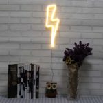 Neon Signs Lightning Bolt Battery Operated and USB Powered Warm White Art LED Decorative Lights Wall Decor for Living Room Office Christmas Wedding Party Decoration(NELNB)
