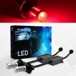 Error Free Canbus Ready Red LED Brake Parking Tail Stop Turn Signal Light Bulbs DRL Parking Lamp No Hyper Flash All in One With Built-In Resistors (7443)