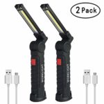 2Pack COB LED Work Light YOUYOUTE USB Rechargeable Magnetic LED Light COB 360°Rotate 5 Lighting Mode+Magnetic Base+Swivel Hook Water-Resistant Portable Inspection Work Light (2Pack Light Size L)