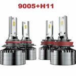 H11 Low Beam 9005 High beam LED Headlight Combo, Marsauto H9 HB3 Head Lamp Package CSP Chips 6000K (4 Pack, 2 Sets)