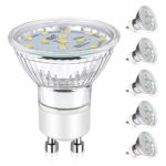 Ascher GU10 LED Bulbs, 50W Halogen Bulbs Equivalent, 4W, 400 Lumens, 5000K Daylight White, Non-Dimmable, 120° Beam Angle, MR16 LED Light Bulbs, GU10 Base, Pack of 5