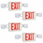 Hykolity Red Exit Sign Double Face LED Combo Emergency Light with Adjustable Two Head and Backup Battery – 4 Pack