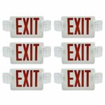 Ainfox 6 Pack LED Exit Sign Emergency Wall Light, UL Listed- LED Combo Emergency EXIT Sign with 2 Head Lights and Back -up Letter Cover (red/6pack)
