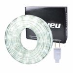 ollrieu 50ft/15m LED Rope Lights,Waterproof 360 Led Strip Light Daylight White, 110V Power Plug Built-in Fuses, Connectable Indoor Outdoor Decoration Lighting for Patio Cabinet Room Party Kitchen