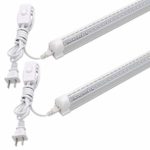 T8 V-Shape Integrated Single Fixture, 2FT Led Tube Light, 1680lm, 6000k White, 15W, Utility Shop Light, Ceiling and Under Cabinet Light, Corded Electric with Built-in ON/Off Switch (Pack of 2)