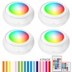 LUXSWAY Wireless Night Light,Battery Operated LED Lighting Remote Control 16 Color RGB lights,FLASH/STROBE/FADE/SMOOTH Mode,Dim to Bright Stick Under Cabinet Lights for Closet/Showcase