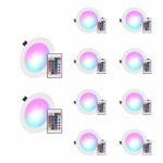 LED Recessed Lighting, 4 Inch 10W RGB Recessed Light Color Changing w/Remote Control LED Ceiling Panel Light 10 Pack