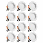 TORCHSTAR 12-Pack 4-Inch Dimmable Recessed LED Downlight with Smooth Trim, 10W (65W Eqv.), CRI 90, ETL, 5000K Daylight, 700lm, LED Retrofit Lighting Fixture, 5 Years Warranty