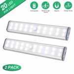 Under Cabinet Lighting, 20 LEDs Motion Sensor Closet Lights, Wireless LED Kitchen Cabinet Lights, Night Light, Led Battery Lights, Motion Led Light Bar, USB Rechargeable Magnetic LED Lights 2 Packs