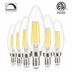 Led Candelabra Light Bulb Filament Vintage Edison Chandelier Dimmable Bulbs,40 Watt Equivalent,Warm White 2700k,400 Lumen,E12 Base,6 Pack