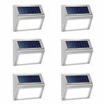 JSOT Solar Deck Lights Bright 3 LED Stair Lights Auto On/Off Waterproof Stainless Steel Step Lights Outdoor Solar Lamp for Patio Walkway Garden Fences Pathway Wall Paths (White Light-6 Pack)