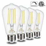 Vintage Edison LED Light Bulbs Dimmable Hansang E26 Medium Base 4000K Daylight 6W(60 Watt Equivalent) ST58 Clear 800LM Glass Shape Antique Filament Classic Light Bulb 4 Pack