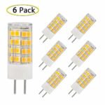 GY6.35 LED Bulb, AC/DC 12 Volt, 5W Equivalent to T4 JC Type 40Watt Incandescent Halogen Bulb Replacement, GY6.35/G6.35 Bi-pin Base, Non-Dimmable Warm White 2700K-3000K Light Lamps（6-Pack)