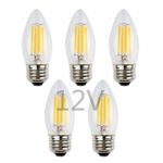 OPALRAY 4W Low Voltage 12V LED Bulb, Dimmable with 12V DC Dimmer, E26 Medium Base, Warm White Light, Clear Glass Torpedo Tip, 400Lm 40W Incandescent Equivalent, 12 Volts Power Input, 5 Pack