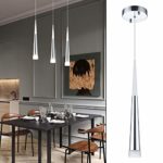 Modern Kitchen Island Pendant Lighting, Adjustable LED Cone Pendant Light with Silver Plating Nickel Finish Acrylic Shade for Dining Rooms, Living Room, 7W, Warm White 3000K (Upgraded Version 3.0)
