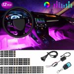 Car LED Strip Light Underglow RGB Neon Strip Light Kit with Wireless Remote Control for Motorcycle Harley Jeep Truck – 12 Packs