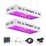 600W LED Grow Light, Missyee 2-Pack Full Spectrum with UV&IR, Veg and Bloom Double Switch Plant Light for Indoor Plants Veg Flowers, Thermometer Humidity Monitor and Adjustable Rope Included, White