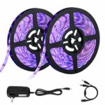 UV Black Lights Strip, OPPSK 33ft 600 Units UV LEDs, IP65 Waterproof Flexible Black Rope Lights with 12V/3A Adapter for Birthday Wedding Stage Home Decoration Glow in The Dark Party Supplies – 2 Pack