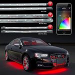 8pc 24″ Under Glow Tube + 6pc 10″ Interior Strips + 4pc 36″ Wheel Light Strips XKchrome App Control Car LED Accent Light Kit Millions of Colors Patterns Dual Zone Music Sync Smart Brake Feature