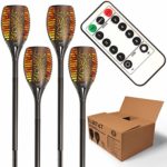 Xabitat Solar Tiki Torch Lights – Remote Controlled Flickering Flame Yard Decorations – LED Waterproof Outdoor Lighting – Patio and Pathway Decor – Suits Lawn Deck and Driveway Decoration – 4 Pack