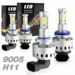 Syneticusa LED High/Low Beam Headlight Conversion Kit Light Bulbs Combo Package 200W 20000LM 6000K White 9005+H11