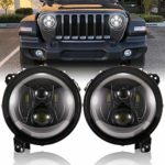 FieryRed 9 inch LED Headlights with DRL for Jeep Wrangler JL 2018-2019, High Low Beam Function Halo Angel Eyes Headlight, OEM