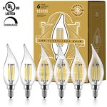 LED Vintage Candelabra Light Bulbs (6) – Edison Filament Flame Tip – 4 Watt – Dimmable – UL Listed – 400 Lumen – Warm 2700K Color – E12 Bulb Base