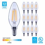 (12 Pack) 60-Watt Equivalent B11 Dimmable Clear Filament Vintage Style LED Light Bulb Warm White