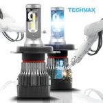 TECHMAX Mini H4 LED Headlight Bulb,10000Lm 4700Lux 6500K Cool White IP65 Extremely Bright 30mm Heatsink Base CREE Chips 9003 Hi/Lo Conversion Kit of 2