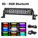 RGB LED Light Bar, SWATOW 4×4 5D 14” CREE LED Work Light Bar Color Changing Light Bar Spot Flood Combo Beam Off Road Driving Light with Wiring Harness