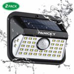 PANICKY Solar Motion Sensor Light Outdoor 2 Pack, Durable IP67 Waterproof 42 LED Wall Night Light with 270° Wide Angle, Easy to Install Solar Powered Security Lights for Door Pathway Garage Garden