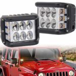 Side Shooter, LED Pods Light 4 inch Off Road Dual Side Yellow DRL with Flash Strobe Function Driving Flood Spot Cube Work Light Bar for Jeep Truck ATV Boat