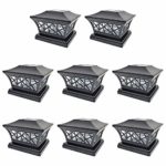 iGlow 8 Pack Black 6 x 6 Solar Post Light SMD LED Deck Cap Square Fence Outdoor Garden Landscape PVC Vinyl Wood