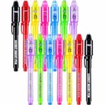 Tatuo 14 Pieces Invisible Ink Pen with UV Led Light Magic Invisible Marker Secret Message for Birthday Party Favor Gifts (7 Colors)