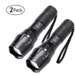 2 Pack One Mode Led Flashlights, Super Bright 1000 Lumen Zoomable Water Resistant Flashlight, Adjustable Focus Tactical Torch