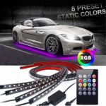 Car Underglow Lights,EJ’s SUPER CAR Underglow Underbody System Neon Strip Lights Kit,8 Color Neon Accent Lights Strip,Sound Active Function and Wireless Remote Control 5050 SMD LED Light Strips