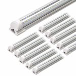 Barrina LED Shop Light, 4FT 40W 5000LM 5000K, Daylight White, V Shape, Clear Cover, Hight Output, Linkable Shop Lights, T8 LED Tube Lights, LED Shop Lights for Garage 4 Foot with Plug (Pack of 10)