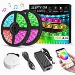 LED Strip Lights App Controlled, 32.8ft/10M Bluetooth Waterproof Music Light Strips, 24V 600 LEDs 5050 RGB Flexible Lighting with Adhesive, LED Strip Lighting Kit for Home Kitchen