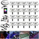 LED Deck Lights Kit, 20pcs Φ1.22″ WiFi Wireless Smart Phone Control Low Voltage Recessed RGB Deck Lamp In-ground Lighting Waterproof Outdoor Yard Path Stair Landscape Decor, Fit for Alexa,Google Home